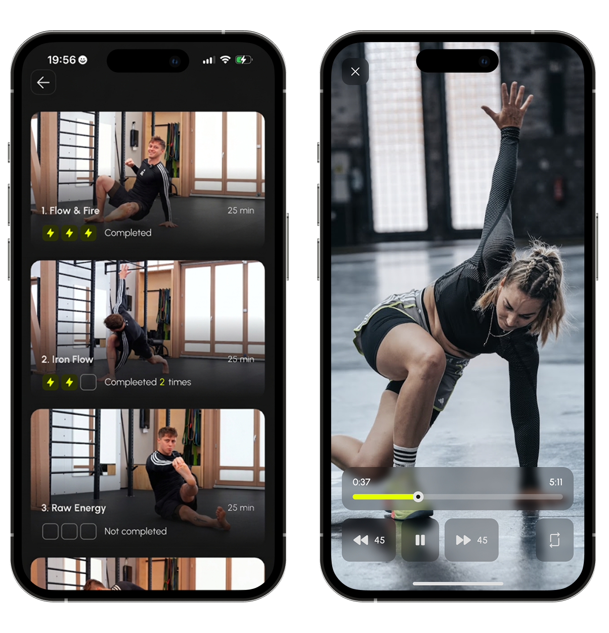 HIIT the Beat app screenshots with workouts and app screens